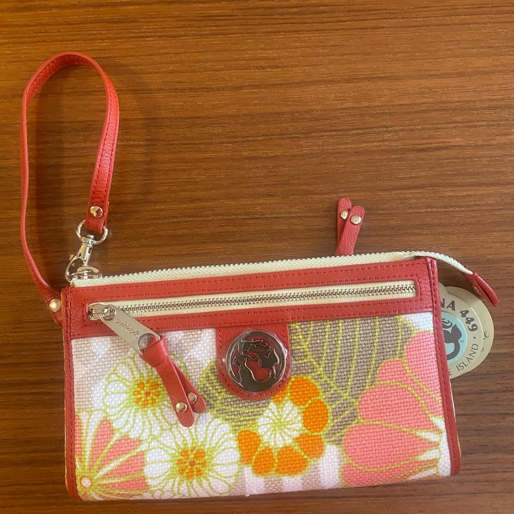 Spartina 449 Red and Pink Floral Wristlet NWT - Picture 1 of 7